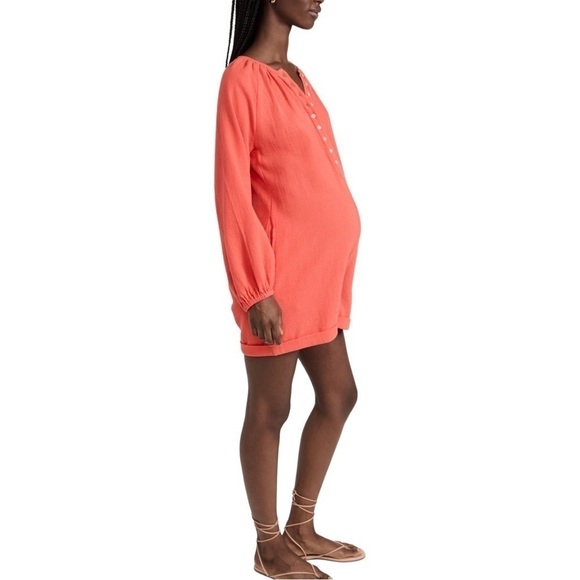 NWT HATCH Long Sleeve Coral Maternity Romper Sz L - Picture 1 of 7